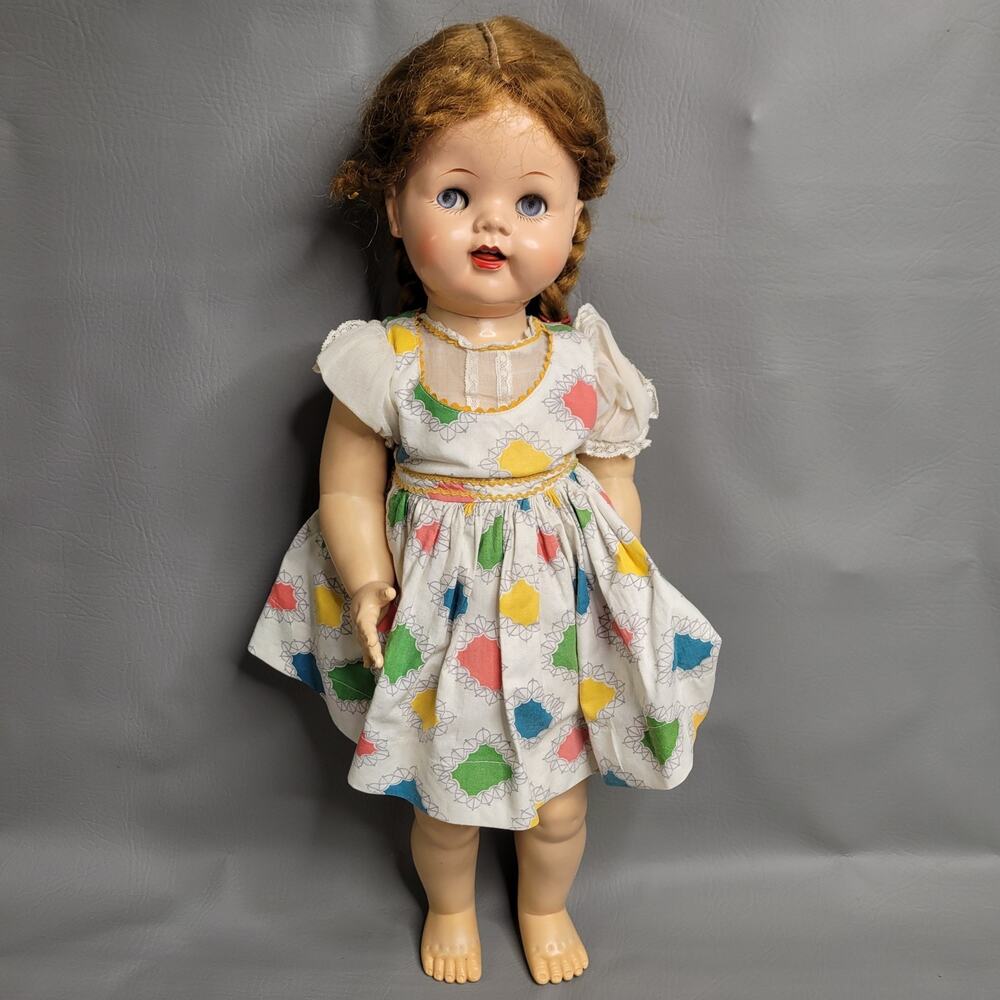 Vintage Ideal Doll Saucy Walker Sleepy Eyes Original Dress 22"